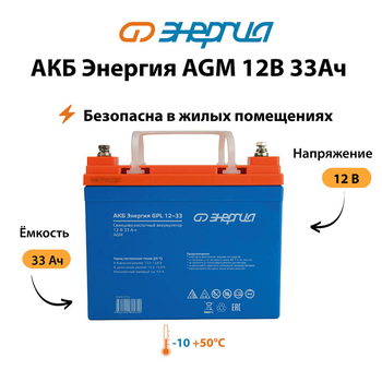 Аккумулятор для ИБП Энергия AGM 12v 33Ah - ИБП и АКБ - Аккумуляторы - Магазин электротехнических товаров Проф Ток